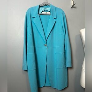 Marina Rinaldi Turquoise wool blend Trench Coat size XL 2XL